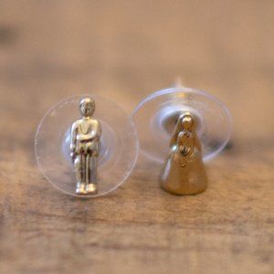 Kate Spade Gold Tone Bride Groom Stud Earrings